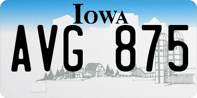 IA license plate AVG875