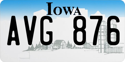 IA license plate AVG876