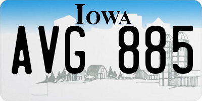 IA license plate AVG885