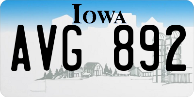 IA license plate AVG892