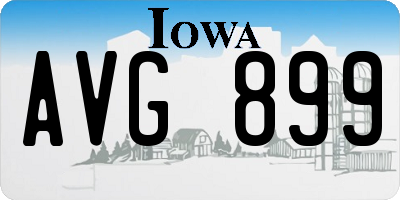 IA license plate AVG899