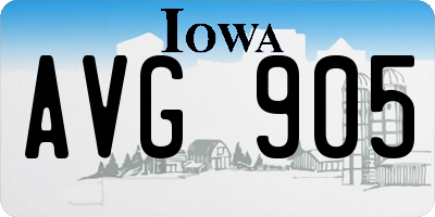 IA license plate AVG905