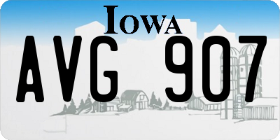 IA license plate AVG907