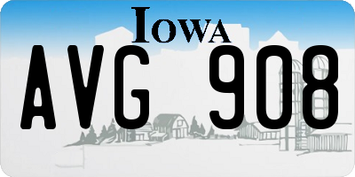 IA license plate AVG908