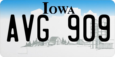 IA license plate AVG909