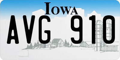 IA license plate AVG910