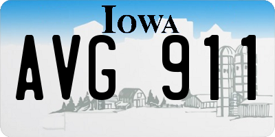 IA license plate AVG911