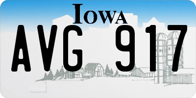 IA license plate AVG917