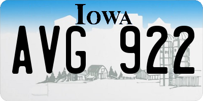 IA license plate AVG922
