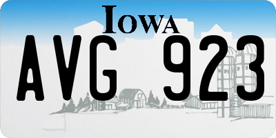 IA license plate AVG923