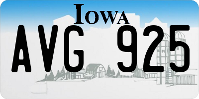 IA license plate AVG925