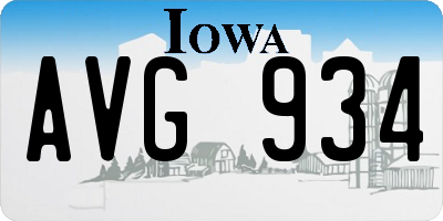 IA license plate AVG934