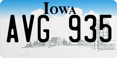IA license plate AVG935