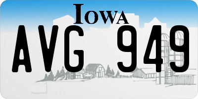 IA license plate AVG949