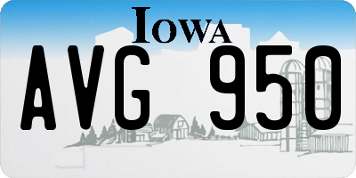 IA license plate AVG950