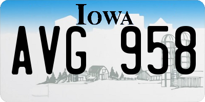 IA license plate AVG958
