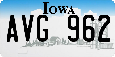 IA license plate AVG962