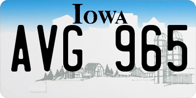 IA license plate AVG965