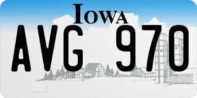 IA license plate AVG970