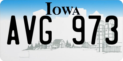 IA license plate AVG973