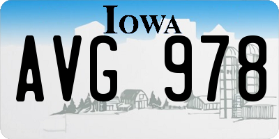IA license plate AVG978