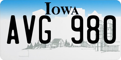 IA license plate AVG980