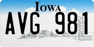 IA license plate AVG981