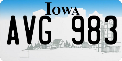 IA license plate AVG983