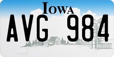 IA license plate AVG984