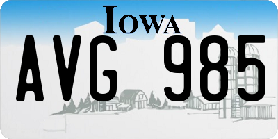 IA license plate AVG985