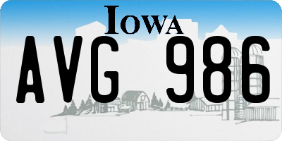 IA license plate AVG986