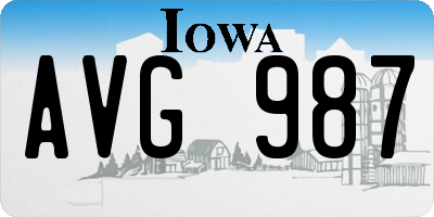 IA license plate AVG987