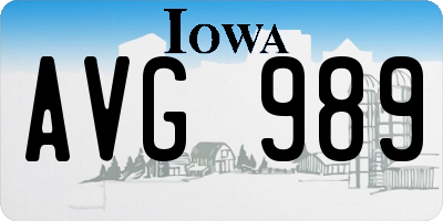 IA license plate AVG989