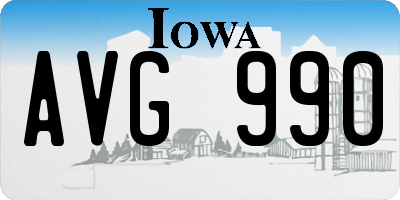 IA license plate AVG990