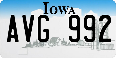 IA license plate AVG992