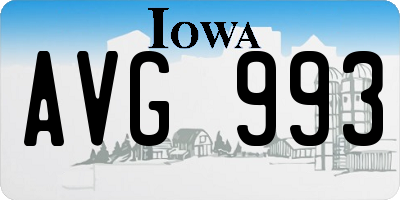 IA license plate AVG993