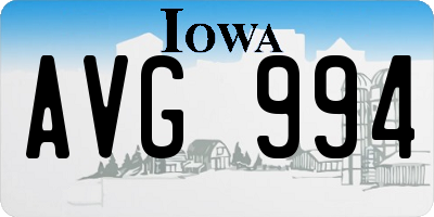 IA license plate AVG994