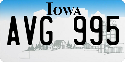 IA license plate AVG995