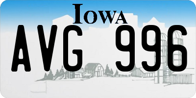 IA license plate AVG996