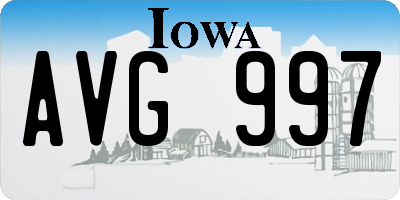 IA license plate AVG997