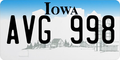 IA license plate AVG998