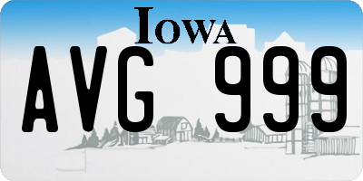 IA license plate AVG999