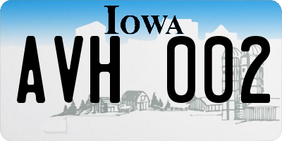 IA license plate AVH002
