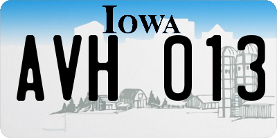 IA license plate AVH013
