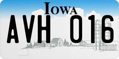 IA license plate AVH016
