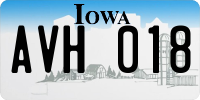 IA license plate AVH018