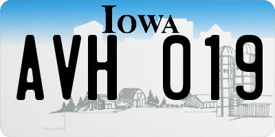 IA license plate AVH019