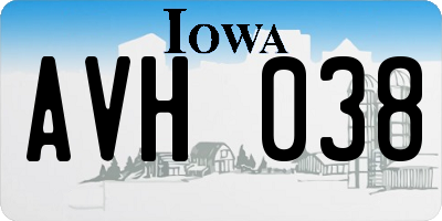 IA license plate AVH038