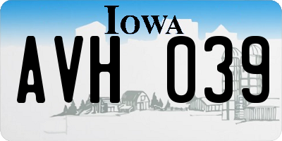 IA license plate AVH039