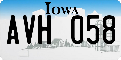 IA license plate AVH058